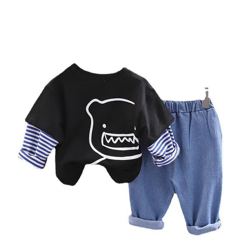 Spring and Autumn Boys' Cartoon Wear Set